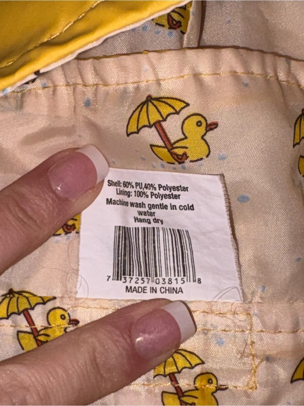 Top Paw Rubber Ducky Rain Coat, Missing 1 Duck Button, Sz S